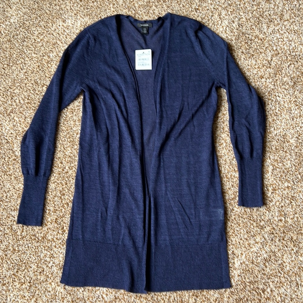 Halogen navy blue open lightweight cardigan NWT